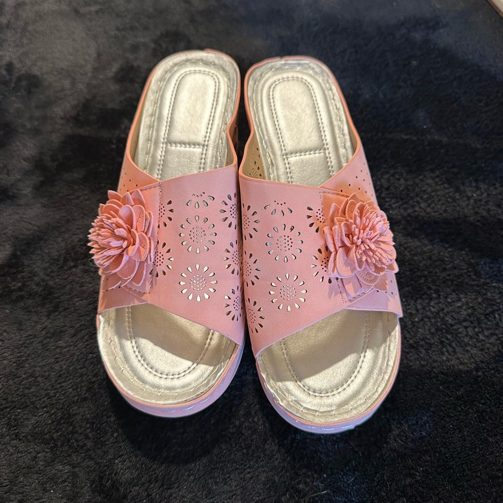 Floral Pink Slide Sandals